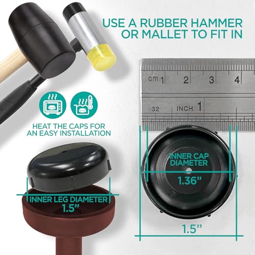 Wrought Iron Patio Furniture Feet Caps (32 Pack, Black) - 1.5" Round Plastic Outdoor Chair Leg Caps, Patio Furniture Replacement Feet - color: Black, size: 32 Gliders