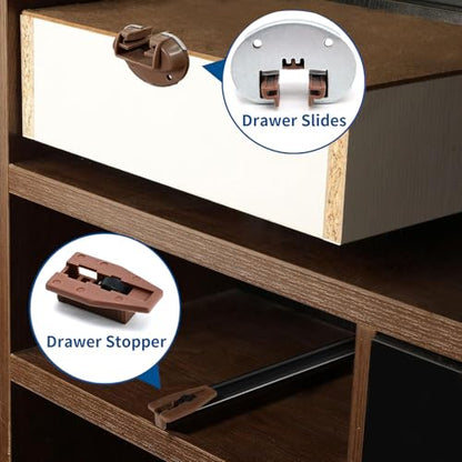 Surf turtle 5 Pack Drawer Slide Track Guide Glide, Compatible with Kenlin Rite-Trak II 168 Replacement Track, Center Mount Drawer Hardware for Dresser, Hutch, Nightstand - style: 5 Pack/With Metal Brackets