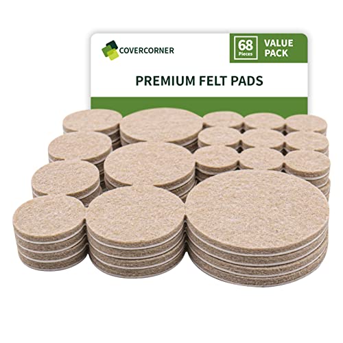 Felt Furniture Pads for Hardwood Floors 68 PCS, Furniture Pads, Floor Protectors for Hardwood Floors, Felt Pads for Furniture, Round, Beige, Value Pack - size: 68PCS Value Pack Round Beige