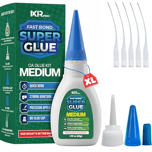 CA Glue Medium Viscosity Kit, 1.75 oz. Cyanoacrylate Glue, Super Glue for Everyday Repairs, Woodworking, Plastic, Ceramic, and DIY Crafts, Quick-Drying Multi-Purpose Adhesive with Easy Application - size: 1 Pack, style: Medium CA Glue