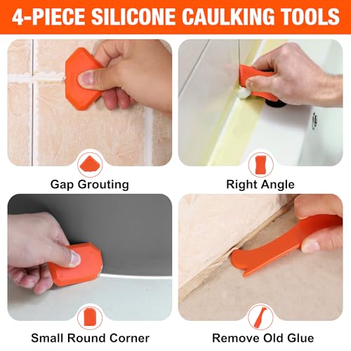 ValueMax Caulk Gun and Caulk Scraper Kit, 10OZ Smooth Silicone Caulking Gun with Caulk Remover Tool, 10:1 Thrust Ratio, Sealant Finishing Tool Grout Scraper for Caulking/Filling/Sealing