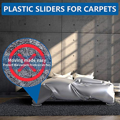 Furniture Sliders, Multi-Surface 2-in-1 Reusable Sliders for Carpet & Hardwood Floors, 8 Pack 3 1/2" Moving Pads and 8 Hardwood Socks, Protect Floors and Easy to Move Your Furniture - size: 8+8 Pack 3.5inch (Grey)