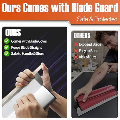 Professional Drywall Skimming Blade Kit (12", 16", 24", 32" & 40"), Stainless Steel Wall Finishing Tools with Extension Pole, Roller & Putty Knife, Lightweight Set with Carrying Case