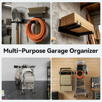 Expandable Folding Chair Storage Racks 2 Pack, Adjustable 11.4"–15.7" Folding Chair Rack, Heavy Duty Wall Mount Garage Organizer Hooks with EVA Padding, Hold 200 lbs Each
