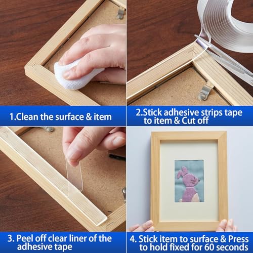 Double Sided Tape Heavy Duty - Nano Removable Adhesive Mounting Tape Wall Decor, Clear Sticky Picture Hanging Transparent WallTapes Strips for Poster Carpet Art Craft Home Office School (0.5"x10FT) - size: 1/24" x 1/2" x 10'