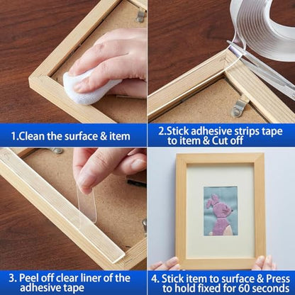 Double Sided Tape Heavy Duty - Nano Removable Adhesive Mounting Tape Wall Decor, Clear Sticky Picture Hanging Transparent WallTapes Strips for Poster Carpet Art Craft Home Office School (0.5"x10FT) - size: 1/24" x 1/2" x 10'