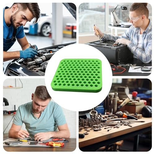 Small Parts Organizer – Flexible Silicone Tool Tray Insert | Non?Slip Component Storage Mat for Toolbox, M8 Threaded Chuck Holder Plate, Portable Workshop Parts Tray for Garage Mechanics