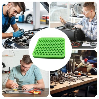Small Parts Organizer – Flexible Silicone Tool Tray Insert | Non?Slip Component Storage Mat for Toolbox, M8 Threaded Chuck Holder Plate, Portable Workshop Parts Tray for Garage Mechanics