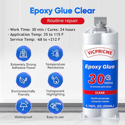 Epoxy Glue Clear, Bonding for Plastic, Metal, Ceramic, Wood, PVC, Stainless Steel, Tile, Water Pipes, the Strongest Plastic Repair Glue, 30 Minutes Waterproof Welding (3) - size: clear 3pcs