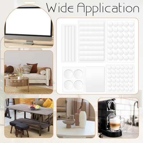 132 Pcs Rubber Dots for Non Slip, Anti Slide Furniture Grips Anti-Scratch Rubber Floor Protectors for Cabinet Doors Furniture Desks Floor Drawers Translucent Matte