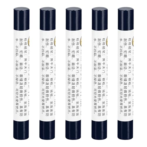 uxcell Furniture Repair Crayons, 5Pcs - Wood Wax Filler Stick, Furniture Markers Touch Up - for Scratches Holes Tables Desks Wooden Floors Cover Ups, Dark Blue