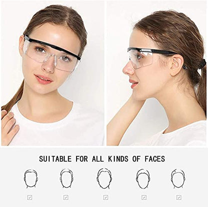 Safety Glasses, Anti-fog Eye Protective Glasses Scratch Resistant Clear Wraparound Lenses Safety Goggles and No-Slip Grips, Adjustable Temples Lab Goggles - color: Clear&black