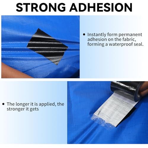 RV Awning Repair Tape: 3" x 30FT Black Fabric Heavy Duty Waterproof Patch Kit for Sail Tent Boat Cover Outdoor Repair