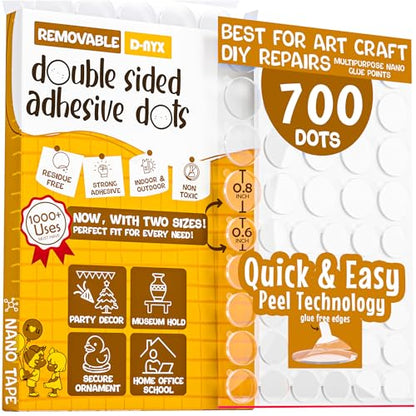 Double Sided Tape Sticky Dot Stickers 280, 350, 450, 550 or 700 Pack Removable Putty No Trace Clear Sticky Tack Waterproof Small Stickers for Festival Decoration Picture (700 Sticky Dots) - style: 700 Sticky Dots