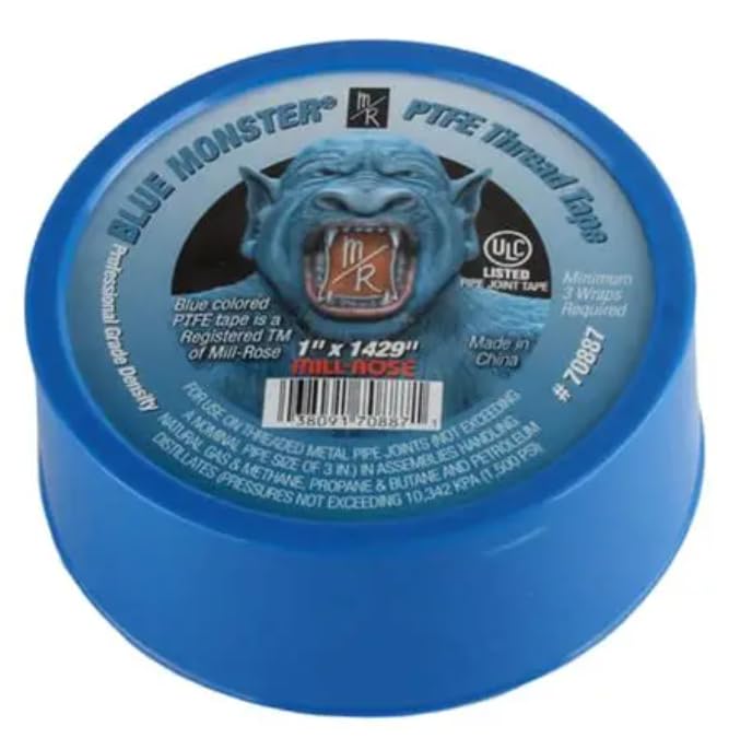 Two Pack - PTFE Thread Seal Tape, 70885 - Blue, 1/2 x 1429 Inches Thread Tape Used by the Pros