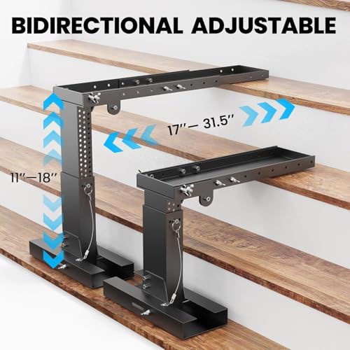 Foldable Ladder Leveler Pro+ - Adjustable 11-18" H & 17-31.5" L Platform for Stairs, 500LB Capacity, Fits <30" Foot Spacing (Black) - color: Black