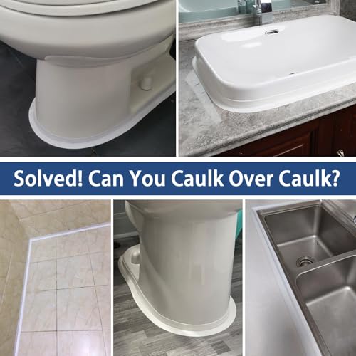Caulk Tape, Caulk Tapes Waterproof Self Adhesive, Traditional Caulking Sealant Replacement, Caulking Strips for Toilet, Bathroom, Sink, Bathtub, Floor Wall Edge Protector（1.42" x 10.5Ft）