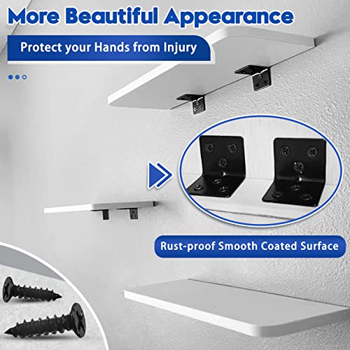 30PCS Black L Brackets for Shelves with 180PCS Screws, Goihgioh Stainless Steel Corner Braces for Wood Metal Small L Brackets, Heavy Duty Angle Brackets for Bed Table Leg Frame Cabinet - style: 30pcs