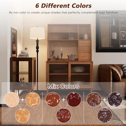Wood Furniture Repair Kit - Wood Fillers, Putty with Wood Wax, Hardwood Laminate Repair Kit, Walnut Wood Scratch Repair Kit Restore Scratches, Cracks, Holes for Tables, Doors, Floors, Cabinet