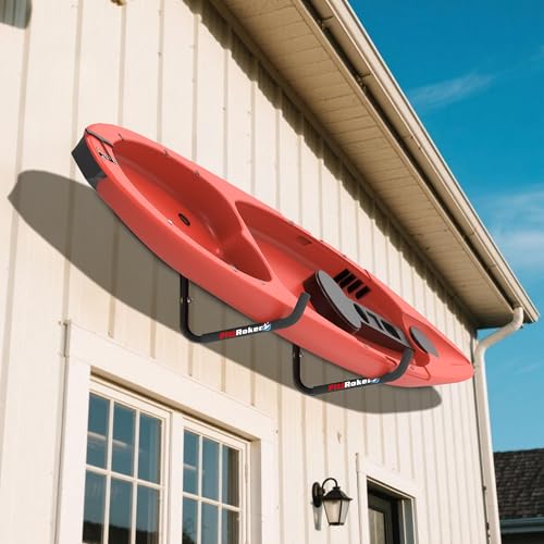 Kayak Storage Rack – 100LB Wall Mounted Kayak Hook with EVA Padding | Kayak Wall Mount & Kayak Rack for Garage | Garage Storage Hooks for Canoes, Paddle Boards, Ladders, Bikes (Round Tube) - style: Round Tube