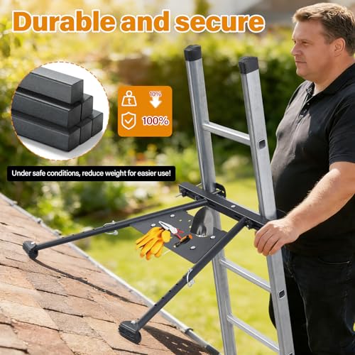 Ladder Stabilizer, Roof Ladder Stabilizer with Adjustable Legs 20.4-29.5" Built-in Tool Tray and Non-Slip Rubber Feet Suitable for Roof Gutters Roof Repairs Window Cleaning Snow Removal
