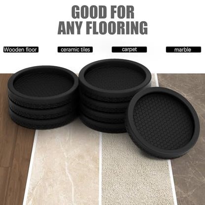 Ezprotekt Non Slip Furniture Pads, 4 Pcs 2.5" Anti Skid Rubber Furniture Caster Cups, Anti-Slip Furniture Coasters for Hardwood Floors, Anti Slide Floor Protectors for Bed Couch Stoppers (Black) - size: 2.5" 4pcs