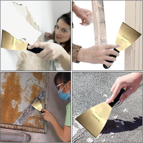 WEDO 3PCS Brass Putty Knife Set,Paint Scraper, Blade 3"+ 2-1/2" + 1-1/4",Spackle Knife, Wallpaper Scraper,Painters Tool, Crown Molding Tool, Paint Remover for Wood, Scraper