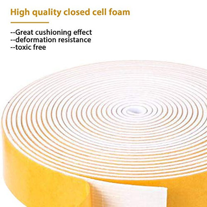 Foam Weather Stripping-2 Rolls, 1 Inch Wide X 1/16 Inch Thick Total 26 Feet Long, Foam Strip with Adhesive for Doors and Windows Insulation(13 ft x 2 Rolls) - size: 1" (W) x 1/16" (T) x 26' (L)