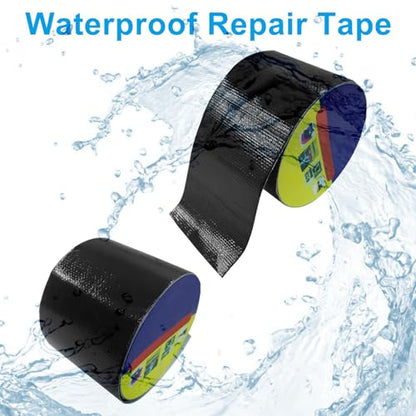 Waterproof Repair Tape, UV-Proof Multi-Surface Instant Seal Patch Repair for RV Awning, Boat Cover, Tent, Tarp & Canvas (3 Inch x 24.6FT, Black) - color: Black