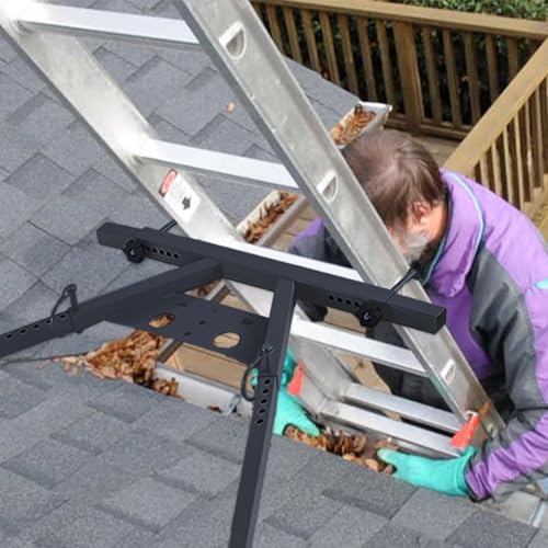 Extension Ladder Stabilizer for Wall, Ladder Stabilizer Ladder Standoff for Roof, Wall Standoff Ladder Accessory Safety Stability Steel, Adjustable Length 16.6-21", 300 LBS Weight Rating,Black