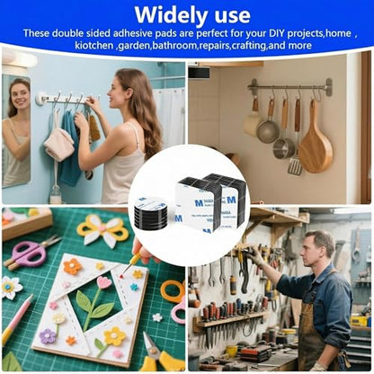 Double Sided Adhesive Heavy Duty Tape,2 Sided Mounting Tape for Walls, Square (1.57" Across) & Round (1.18" Diameter) Sticky Foam Pads, Waterproof Double-Sided Pads for Hanging in Office - color: Pack of Round&Square