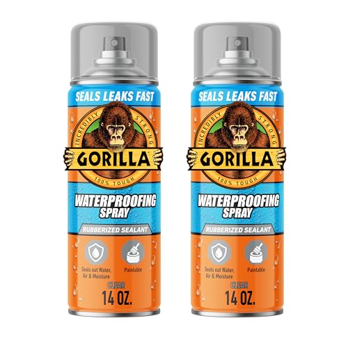 Gorilla Waterproofing Spray, Rubberized Sealant, Clear, 14 Ounce (Pack of 2) - Seals Out Water, Air, and Moisture - color: Clear, size: 2 - Pack