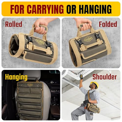 The Ryker Bag 14 Inch Wide Mouth Tool Bag Organizer Small Heavy Duty Tool Bags for Men/Women & Tool Organizer Tool Roll Small Car Portable Tool Bag Roll Up-Gifts for Dad
