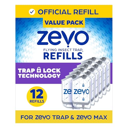 Zevo Flying Insect Refills for Indoor Light Trap: 12 Light Trap Refill Cartridges Capture Fruit Flies, Gnats and Houseflies (12 Cartridges) - style: 12 Refill Cartridges