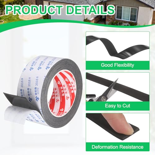 PATIKIL Sponge Rubber Foam Tape, 1 31/32" W x 5/64" t x 16.4ft l Self-Adhesive Foam Insulation Tape Weather Stripping for Window Door Soundproofing Weatherstrip AC Seal Strip, Black - size: 1 31/32" x 5/64" x 16.4ft