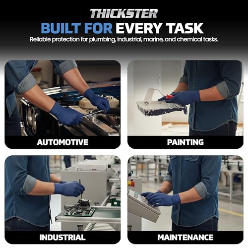 Thickster Powder-Free Exam Grade Latex Disposable Gloves. Size Medium. Blue, 14 mil Thickness, 12" Length. Fully Textured for Superior Grip. Single Use. Pack of 50. (6602-20) - size: Medium (Pack of 50)