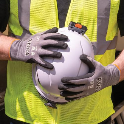 KLEIN TOOLS 60584 Work Gloves, Knit Dipped Cut Resistant ANSI A2 Nitrile Coated Gloves, HPPE Fabric, Touchscreen Capable, Medium, 2-Pair - size: Medium