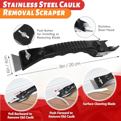 Caulk Gun Kit, Smooth Silicone Caulking Gun and Caulk Remover Tool, Sealant Finishing Tool Grout Scraper for Kitchen Bathroom Window Sink Joint, All in One with Gift Box - style: Caulking Gun+Caulking Tool