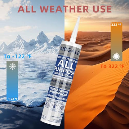 Black Silicone Sealant, All-Purpose 100% Waterproof Silicone Caulk, Adhesive Caulking Silicone for Indoor Outdoor Windows, Aquarium, Bathtub Auto Leak Seaing, 10.1 Oz, 1 Pack (1)