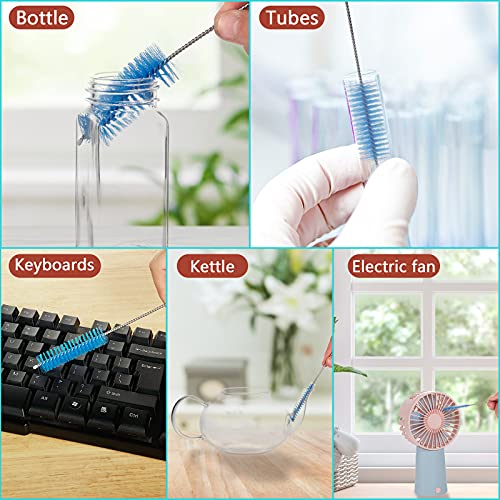 CiaraQ Bottle Cleaning Brushes, 8 Inch Nylon Tube Brush Set, Cleaner for Narrow Neck Bottles Cups with Hook, Set of 10pcs. - color: Blue, size: 8.0 Inch (10pcs)