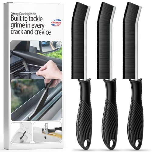 3-Pack Hard Bristle Crevice Cleaning Brush Household Use, Grout Brush for Small Tight Spaces, Multi-Use for Bathroom, Kitchen, Car, Window Tracks, Sinks, Deep Clean Corners, Edges, and Gaps (Black) - color: Black