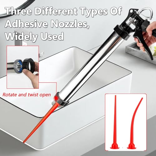 caulking extension nozzle Caulking Nozzle for Sausage Caulking Gun Long Sausage Nozzle Reusable Caulk Nozzle Applicator (1Straight +1 Curved)
