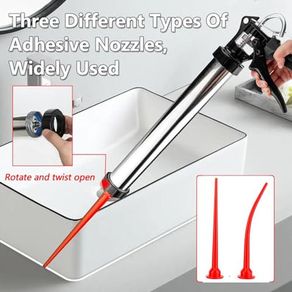 caulking extension nozzle Caulking Nozzle for Sausage Caulking Gun Long Sausage Nozzle Reusable Caulk Nozzle Applicator (1Straight +1 Curved)