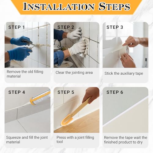 8 Pcs Silicone Caulking Tool Kit 4 Sizes Caulk Finishing Tool with 2 Roll White Masking Tape Reusable Sealant Spatula Spreader for Corner Gap Seam Brick Skirting Kitchen Bathroom