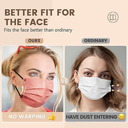 Face Mask Disposable Adult - 4 Ply Protection Masks 50 Pack Individually Wrapped Mask Multicolored Breathable Safety Masks for Women & Men