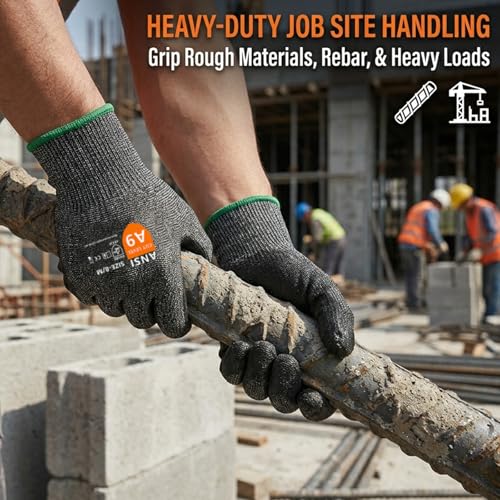 Donfri A9 Cut Resistant Work Gloves for Men, Safety Gloves for Men Touchscreen with Reinforced Thumb for Metal Glass Wood - size: Medium