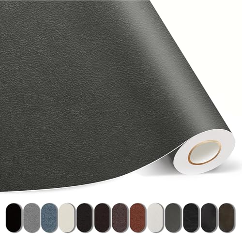 Kangshoon Leather Repair Patches, Self-Adhesive Leather Repair Tape, Stretch Vinyl Repair Kit for Couch Furniture Sofas Car Seats (Dark Gray, 3.5X79 Inch) - color: Dark Gray, size: 3.5X79 Inch