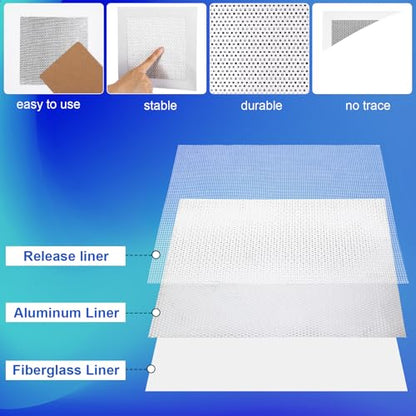 Blulu 30 Pcs 4 Inch Drywall Repair Kit Self Adhesive Mesh Drywall Patches for Holes, Repair Kit for for Aluminum Metal Ceiling Holes Wall Ceiling Tools - size: 4 Inch