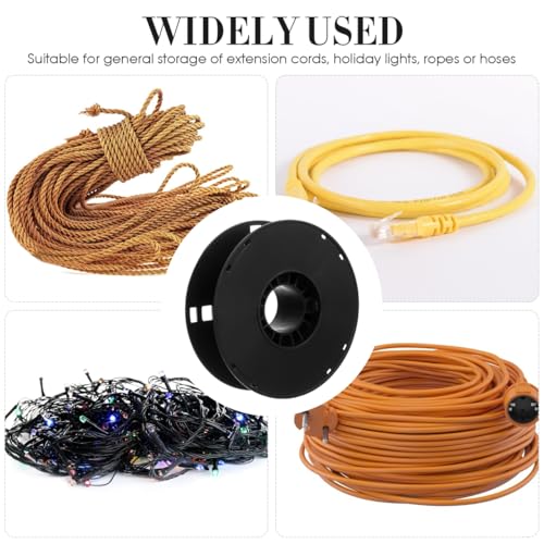 UKCOCO 2pcs Plastic Cord Cable Storage Reel, Lightweight Durable Organizer for Camping, Caravan, Motorhome, Black, 7.87x2.24x4.21inch