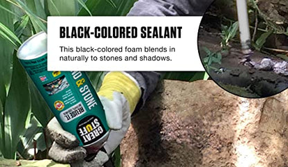 GREAT STUFF Pond & Stone Gap Filler | Insulating Foam Sealant, 12 oz. Can – Black - size: Each, style: Pond & Stone